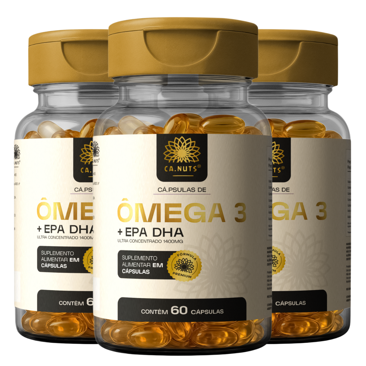 Ômega 3 Rico em EPA DHA 1400mg Ultra Concentrado Ca.nuts 60 Cápsulas