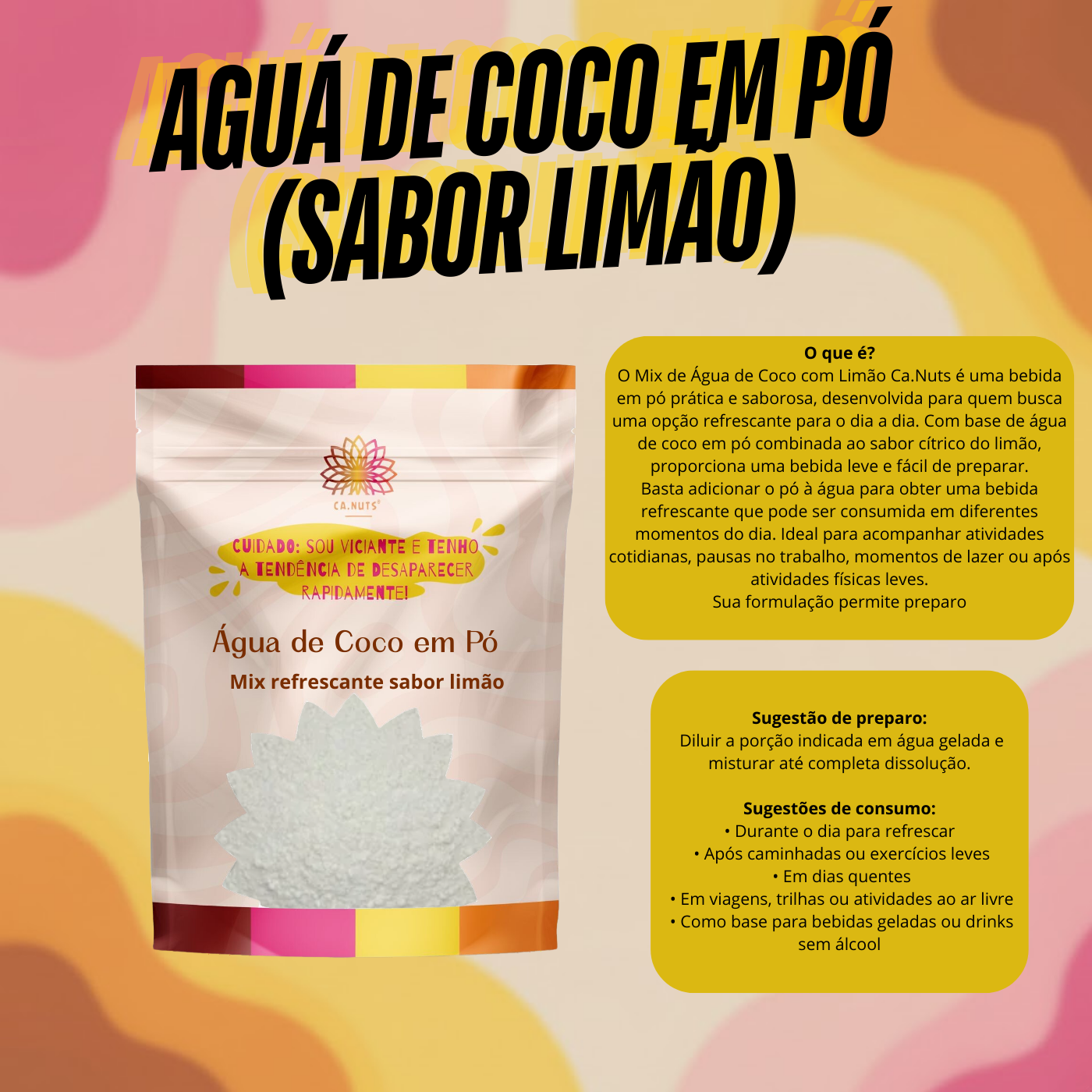 Mix de Água de coco sabor limão - Bebida refrescante