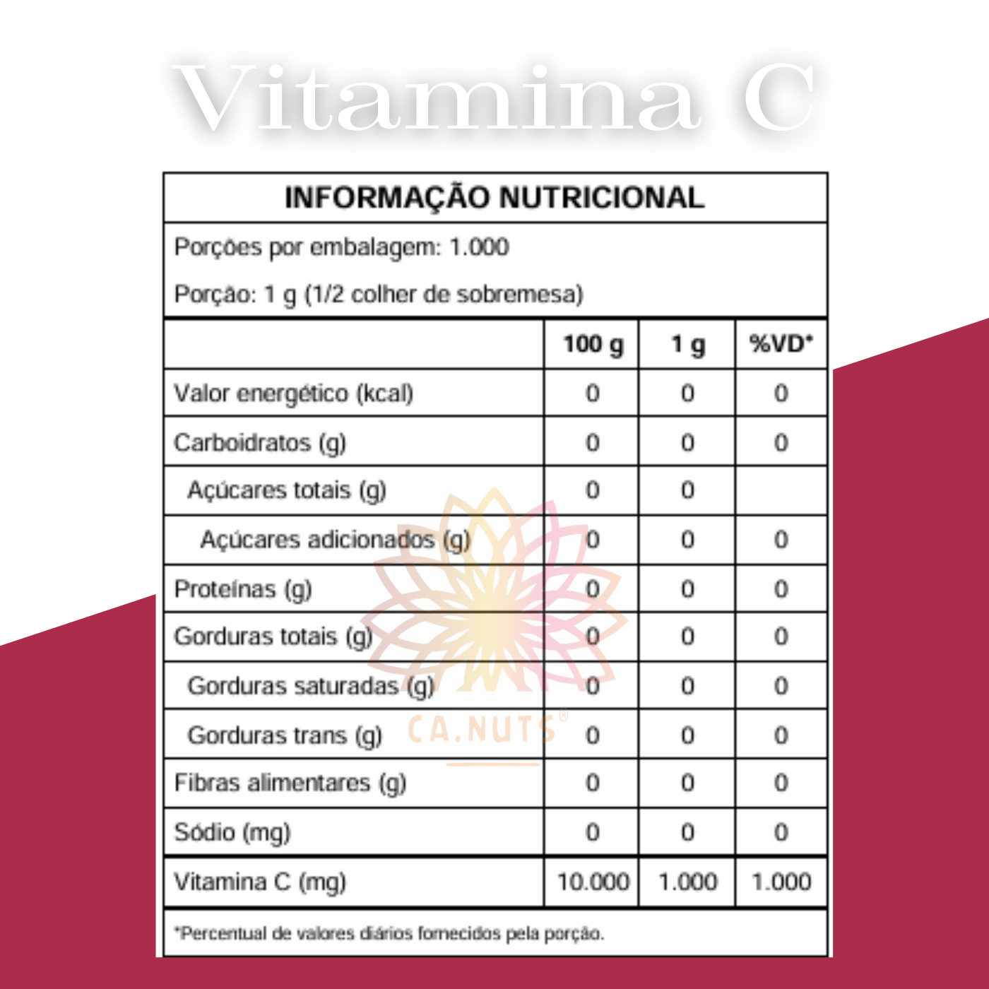Vitamina C em pó 250g Premium Ca.nuts