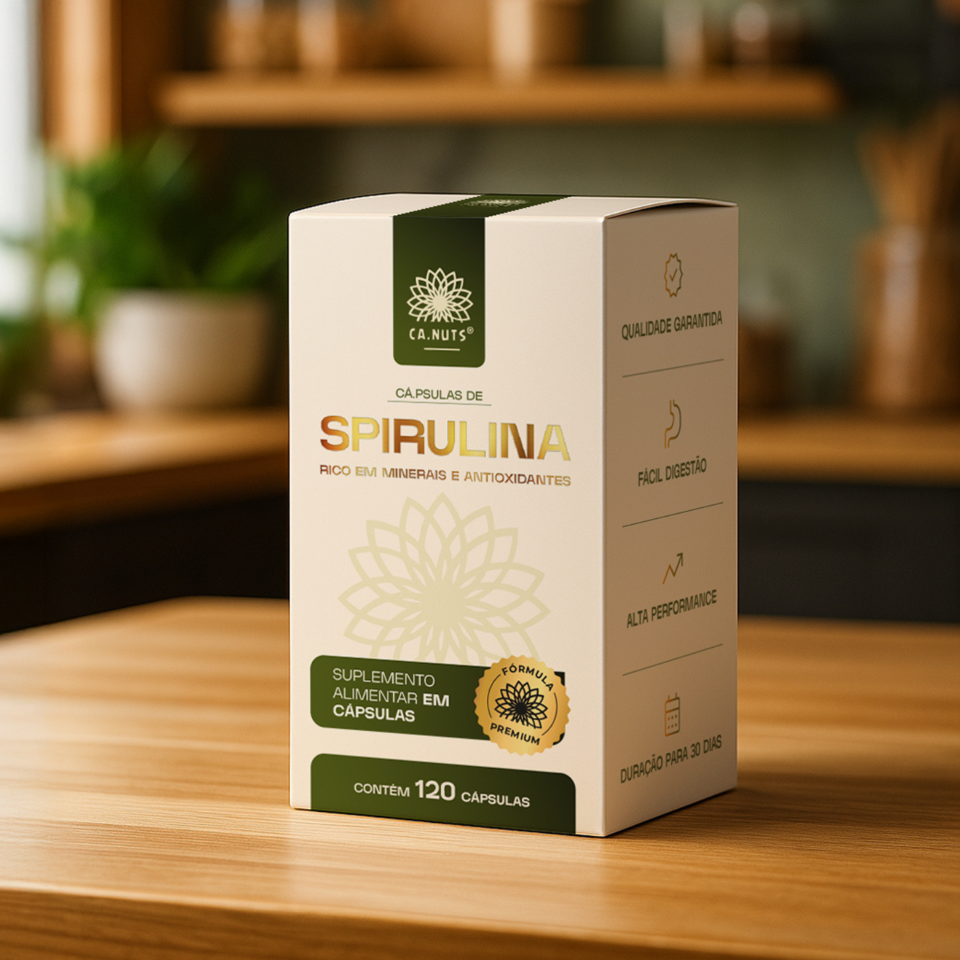 Spirulina em Cápsulas Ca.Nuts - 120 Cápsulas 1800mg