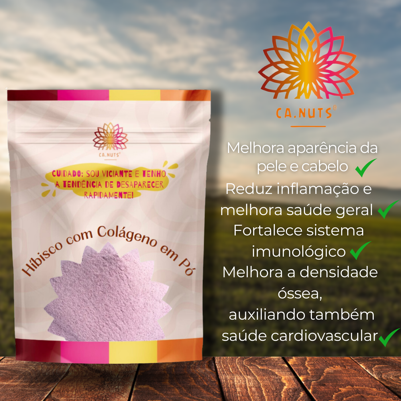 Hibisco com Colágeno Solúvel em Pó Premium Ca.Nuts