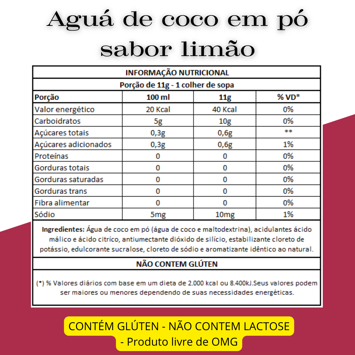 Mix de Água de coco sabor limão - Bebida refrescante