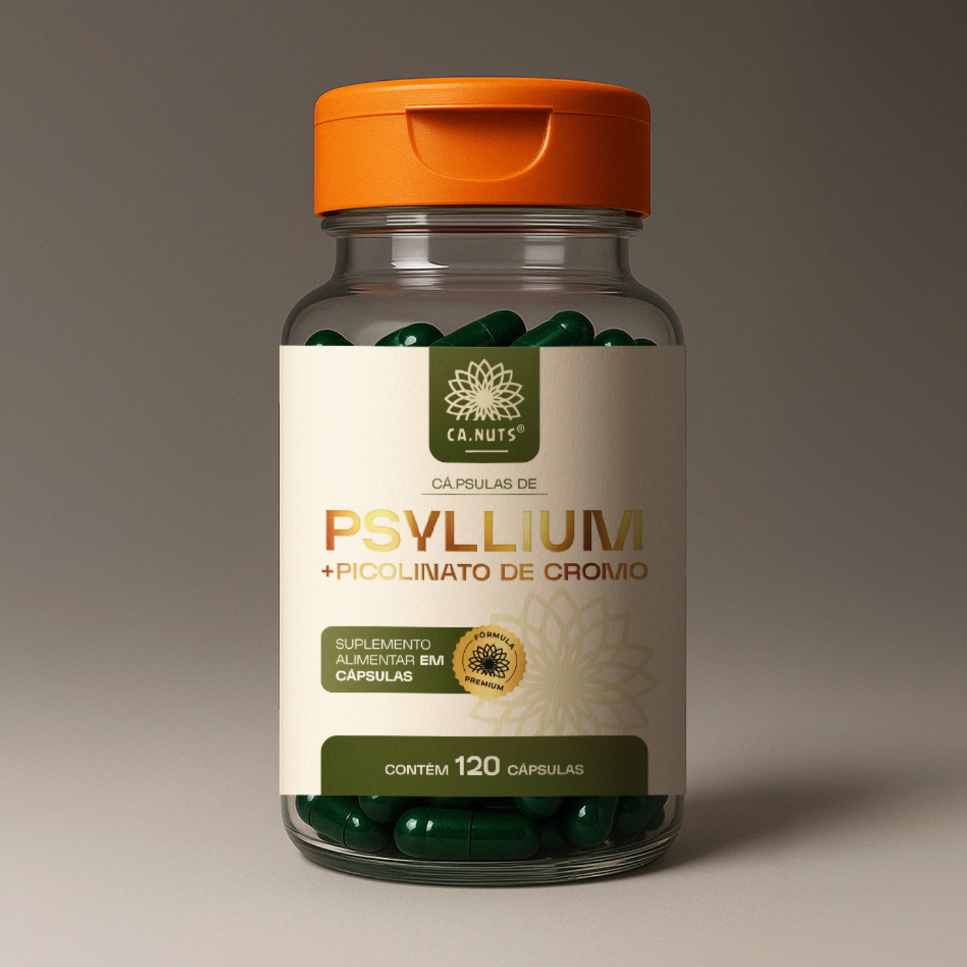 Psyllium em cápsulas mais Piccolinato de Cromo 1200mg Ca.nuts