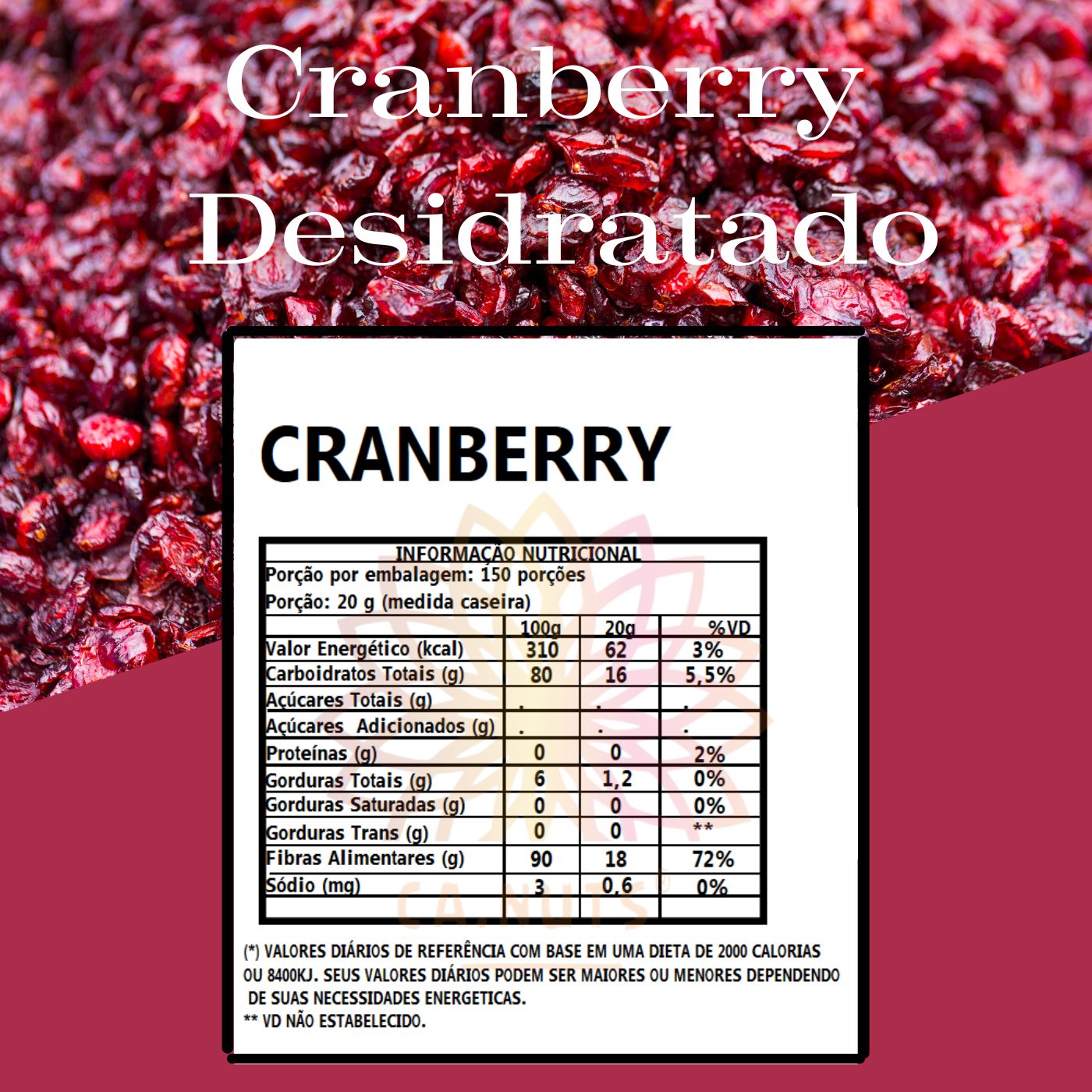 Cranberry desidratado importado Ca.Nuts | Rico em vitaminas