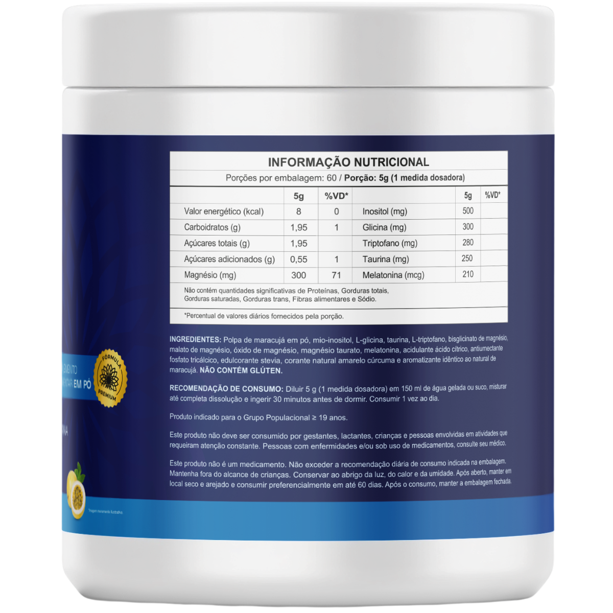 Magnésio e Inositol 300g Ca.nuts Sabor Maracujá | Magnésio, Inositol, Triptofano, Melatonina, Taurina e Glicina