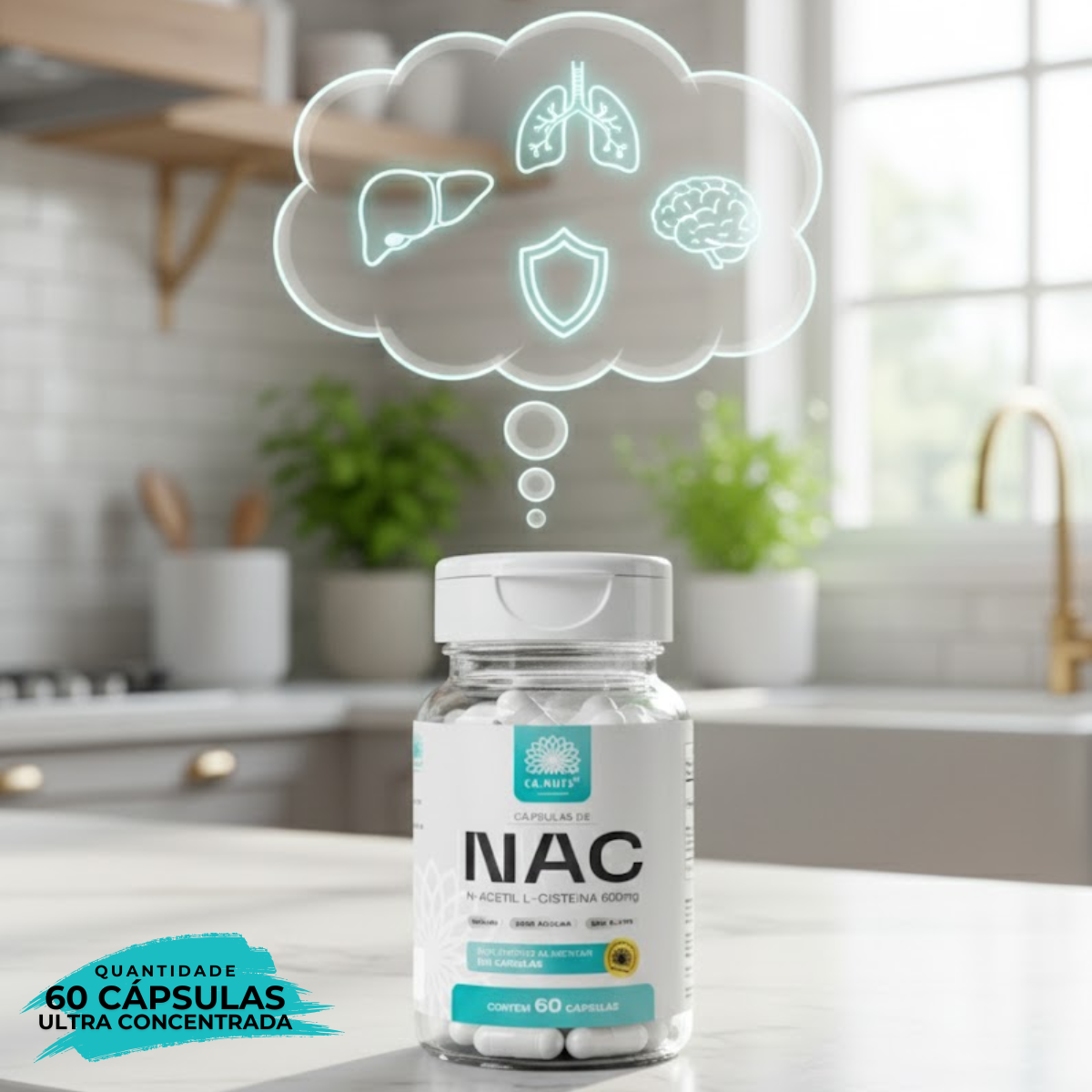 NAC 600mg (N-Acetil L-Cisteína) Ca.nuts