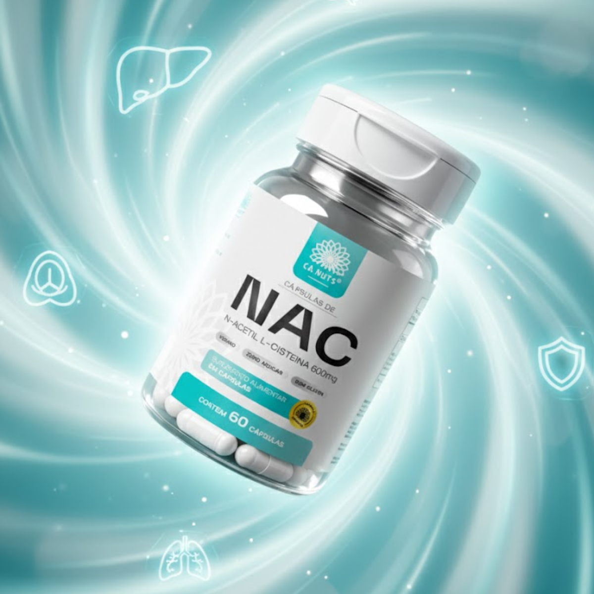 NAC 600mg (N-Acetil L-Cisteína) Ca.nuts