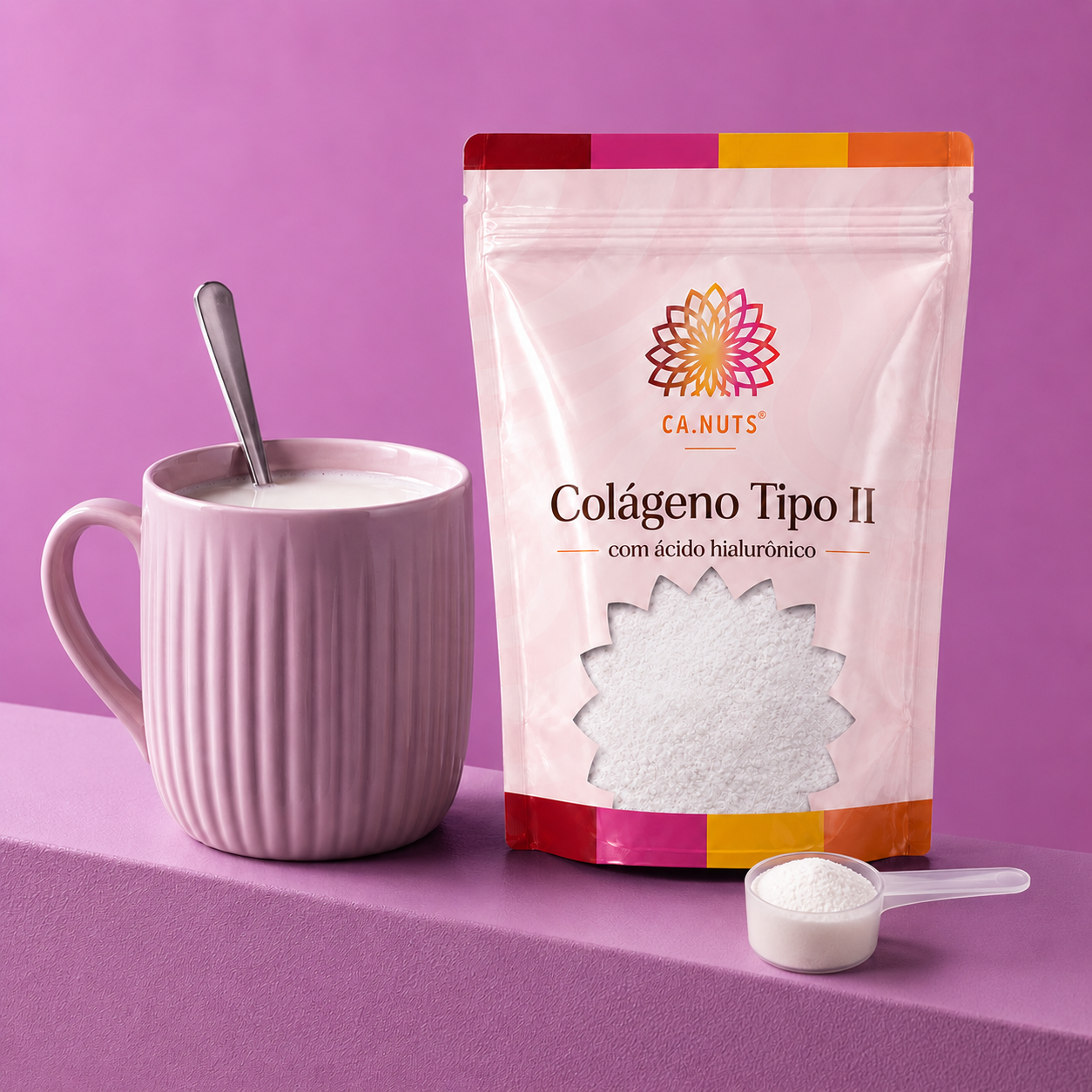Colágeno Tipo II + Ácido Hialurônico e Vit. A, C, E e Zinco Ca.nuts
