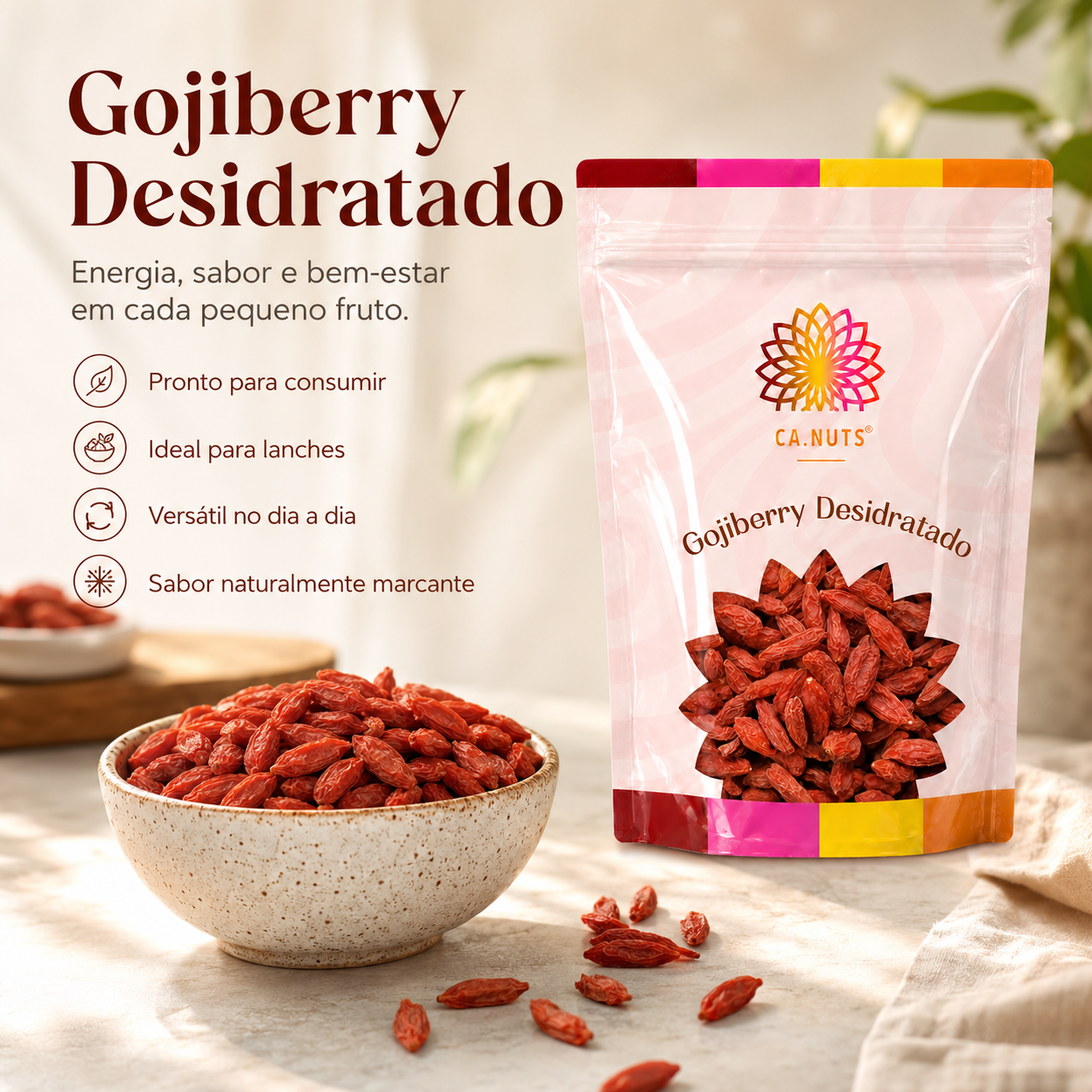 Goji berry desidratado Importado - Premium e rico em vitaminas