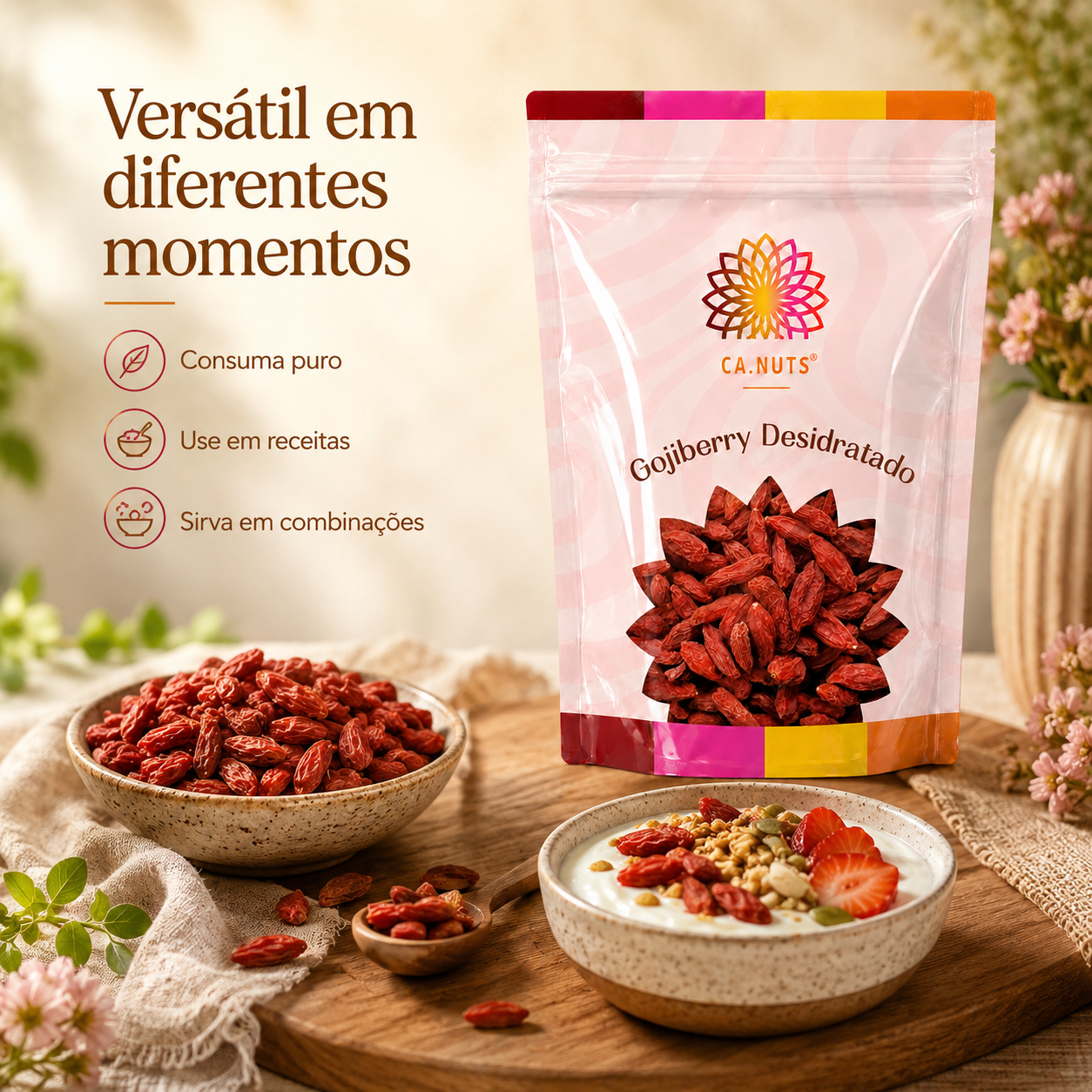 Goji berry desidratado Importado - Premium e rico em vitaminas