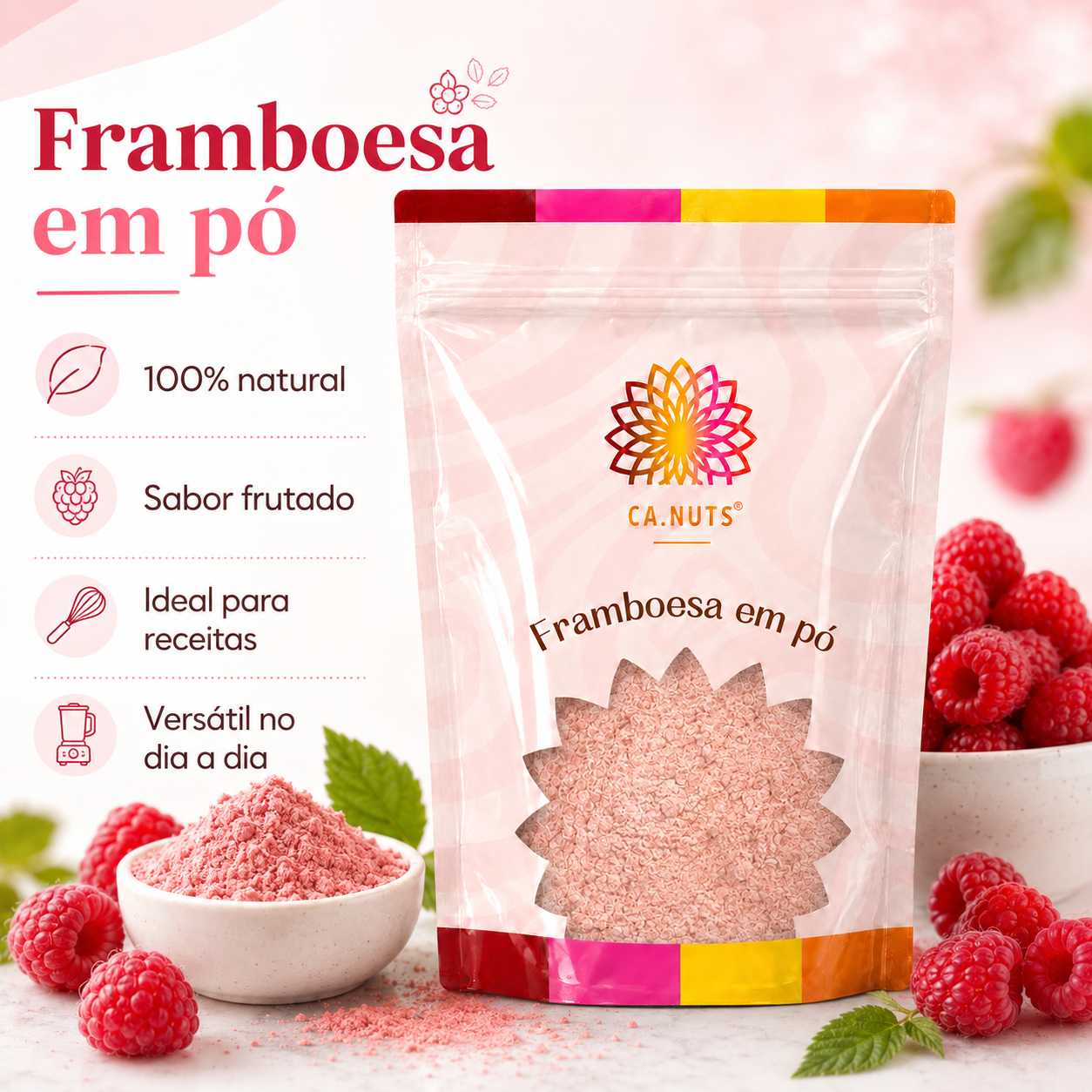 Framboesa em Pó – Produto Natural Ca.nuts