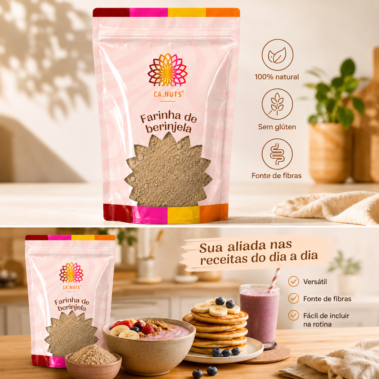 Farinha de Berinjela Premiun em Pó | Marca Ca.Nuts