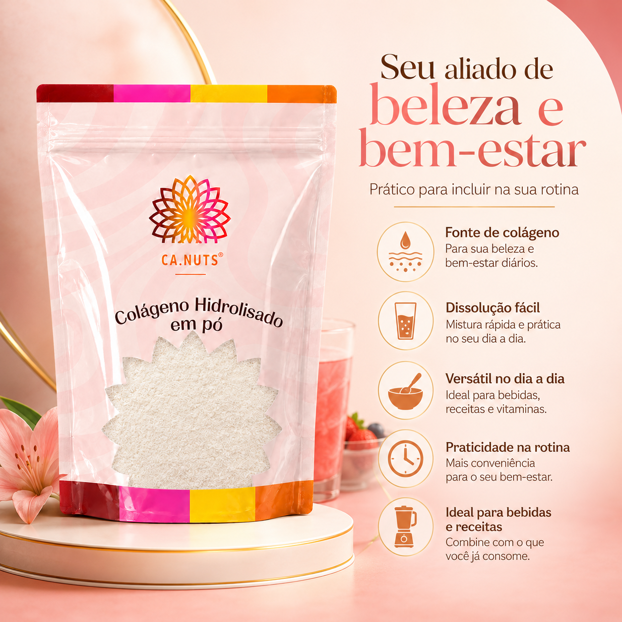 Colágeno Hidrolisado em Pó Premium - Tipo 1 | Marca Ca.Nuts
