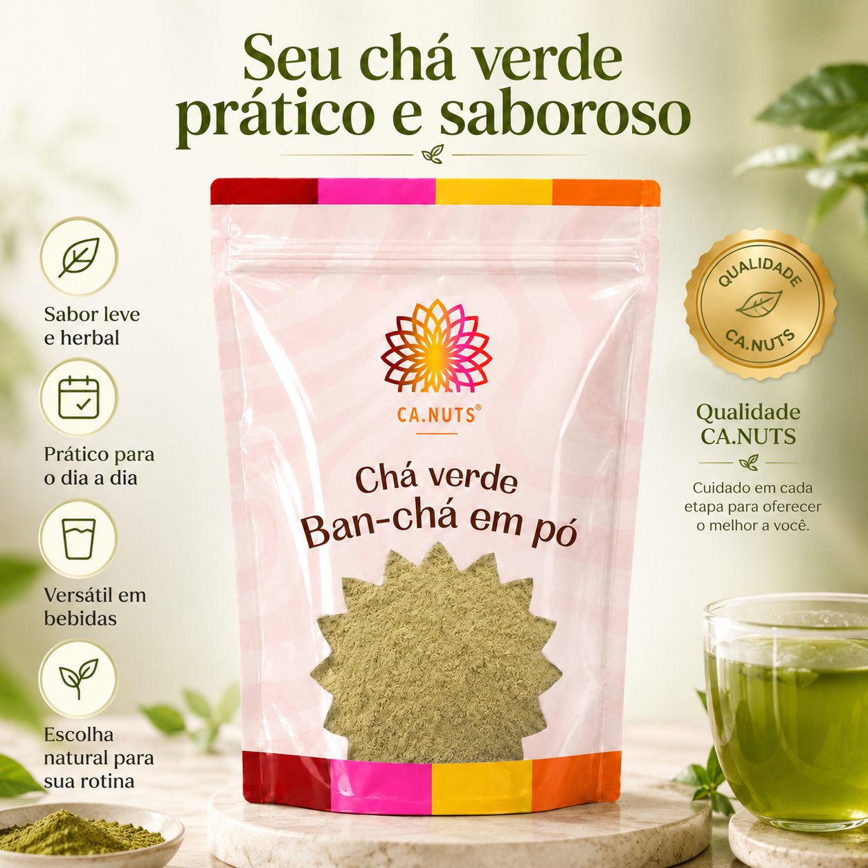 Chá verde Ban-chá Natural Premium Ca.nuts | Antioxidante natural - Mais disposição e foco