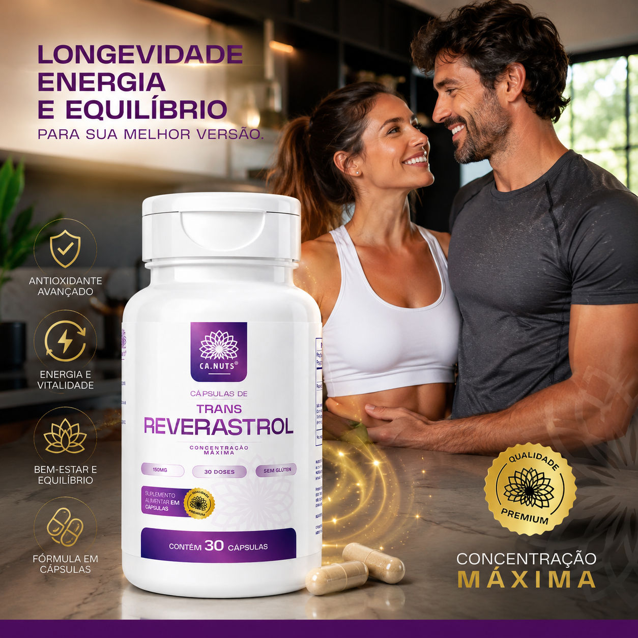 Resveratrol Trans 165mg Puro Antioxidante Ca.nuts