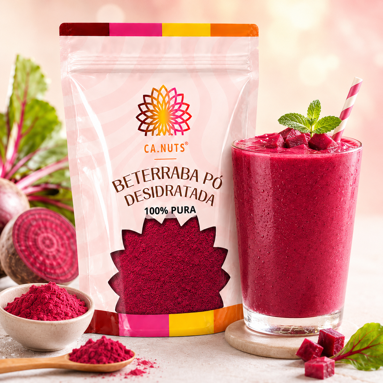 Farinha de Beterraba em pó 100% pura Desidratada Antioxidante Ca.nuts