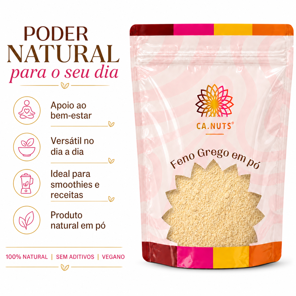 Feno grego em pó Ca.Nuts Alta Concentração e Alta Performance