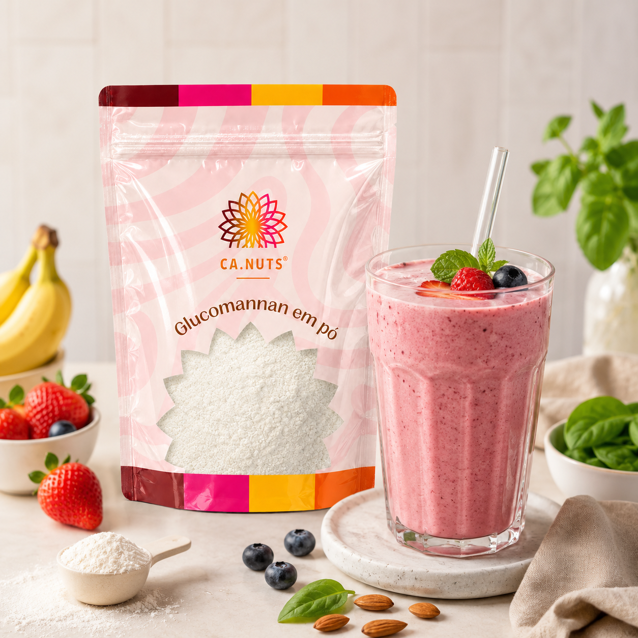 Glucomannan em pó Puro Natural Konjac (Glucomanano) Ca.Nuts