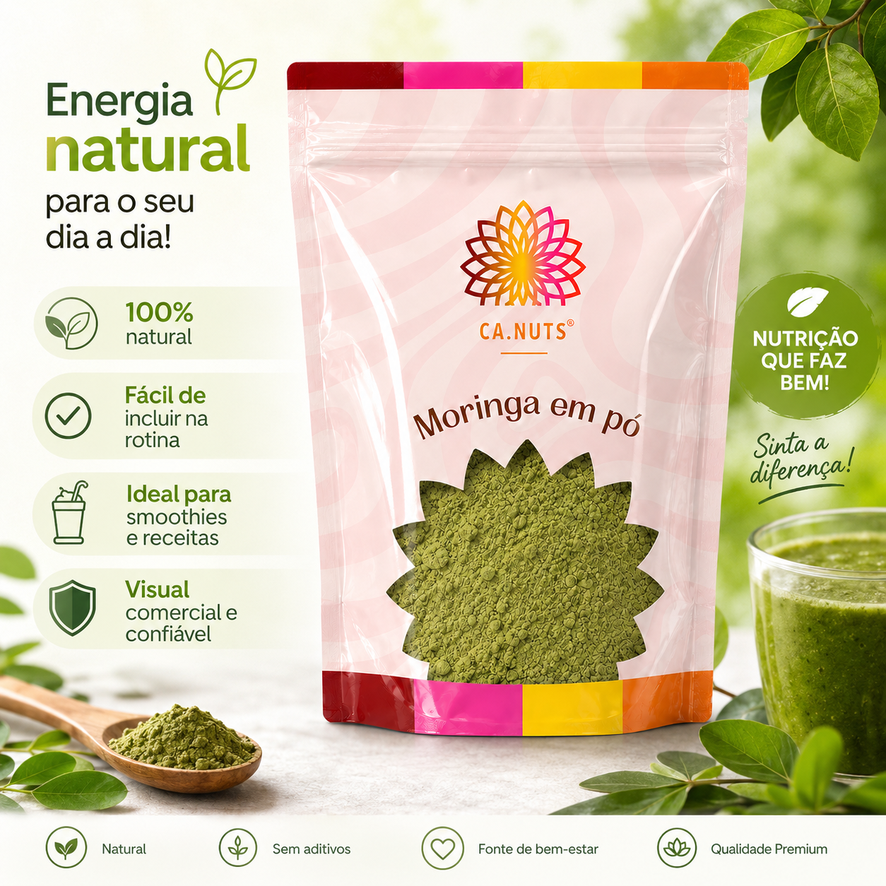 Moringa em pó puro natural Ca.Nuts