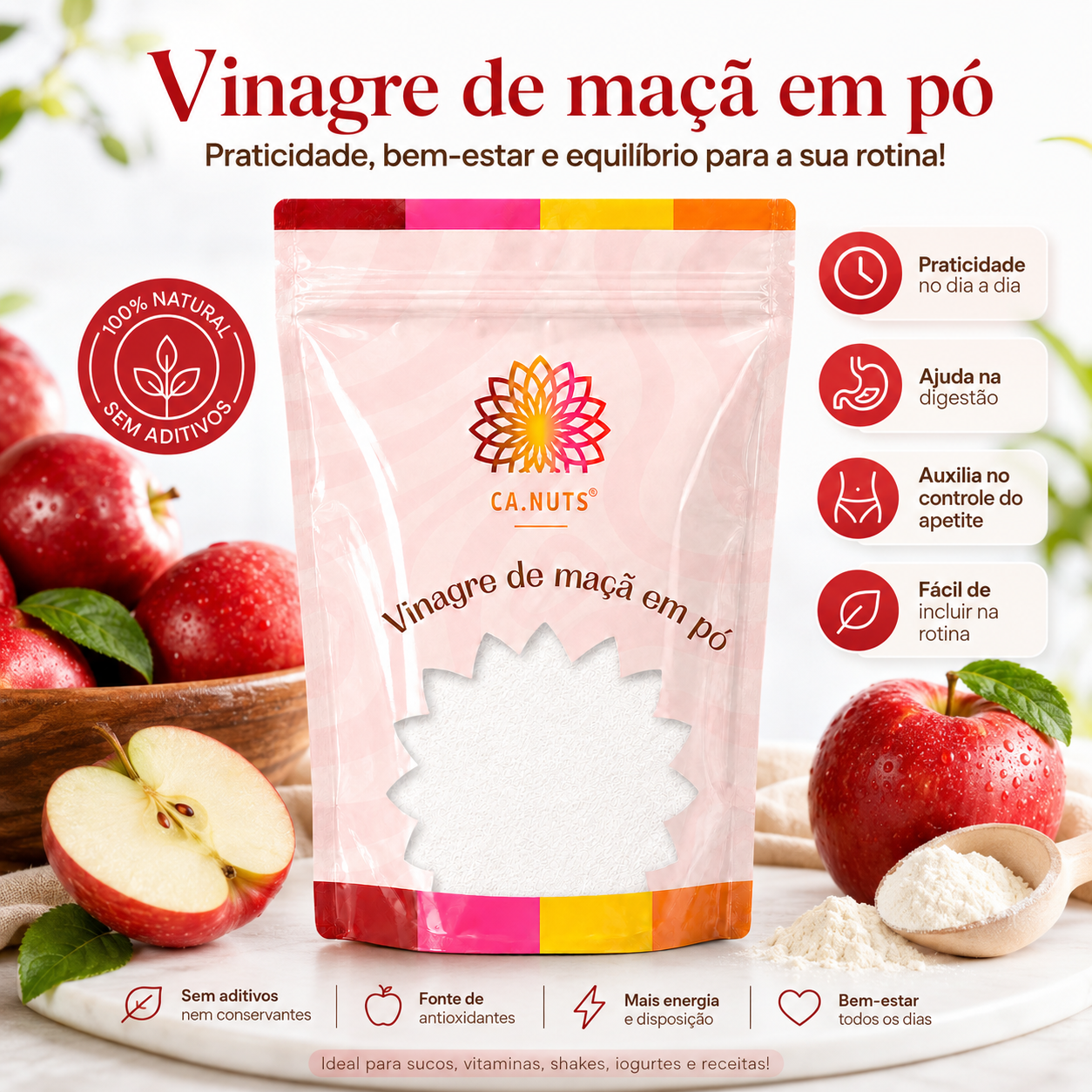 Vinagre de Maçã em Pó Premium Ca.Nuts