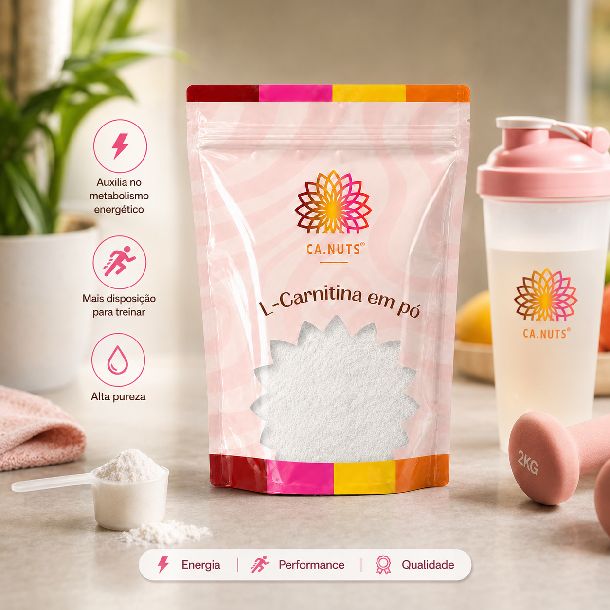 L-Carnitina em Pó Ca.Nuts Premium – Energia, Queima e Alta Performance