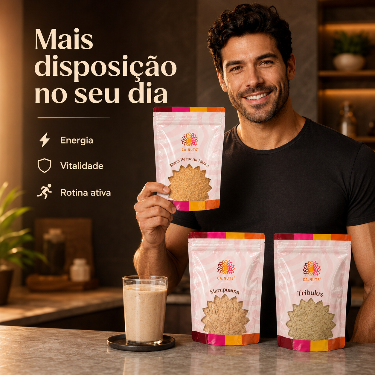 Kit Performance Masculina Tribullus Terrestris, Marapuama e Maca Peruana Negra