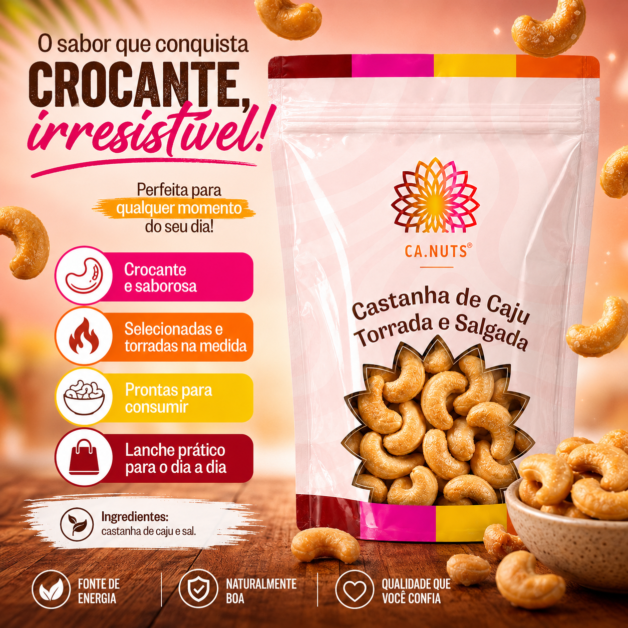 Castanha de Caju Torrada e Salgada Ca.Nuts