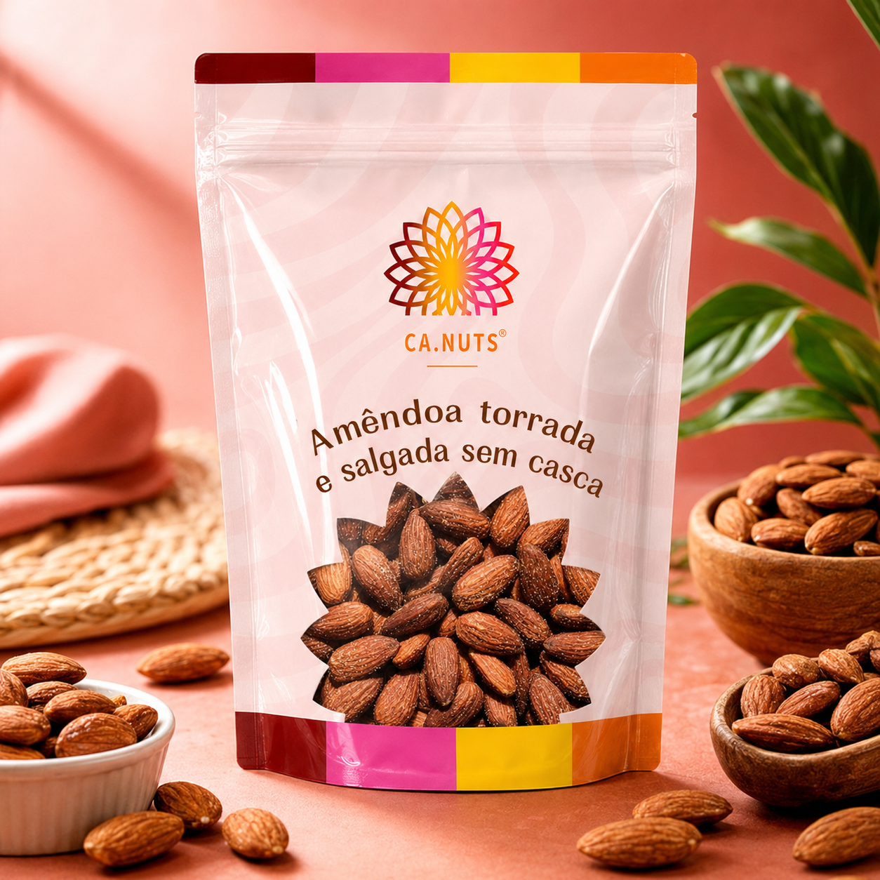 Amêndoa torrada e salgada e sem casca - Premium Ca.Nuts