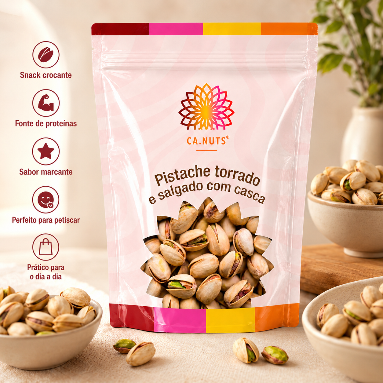 Pistache torrado e salgado com casca premium | Importado Ca.Nuts