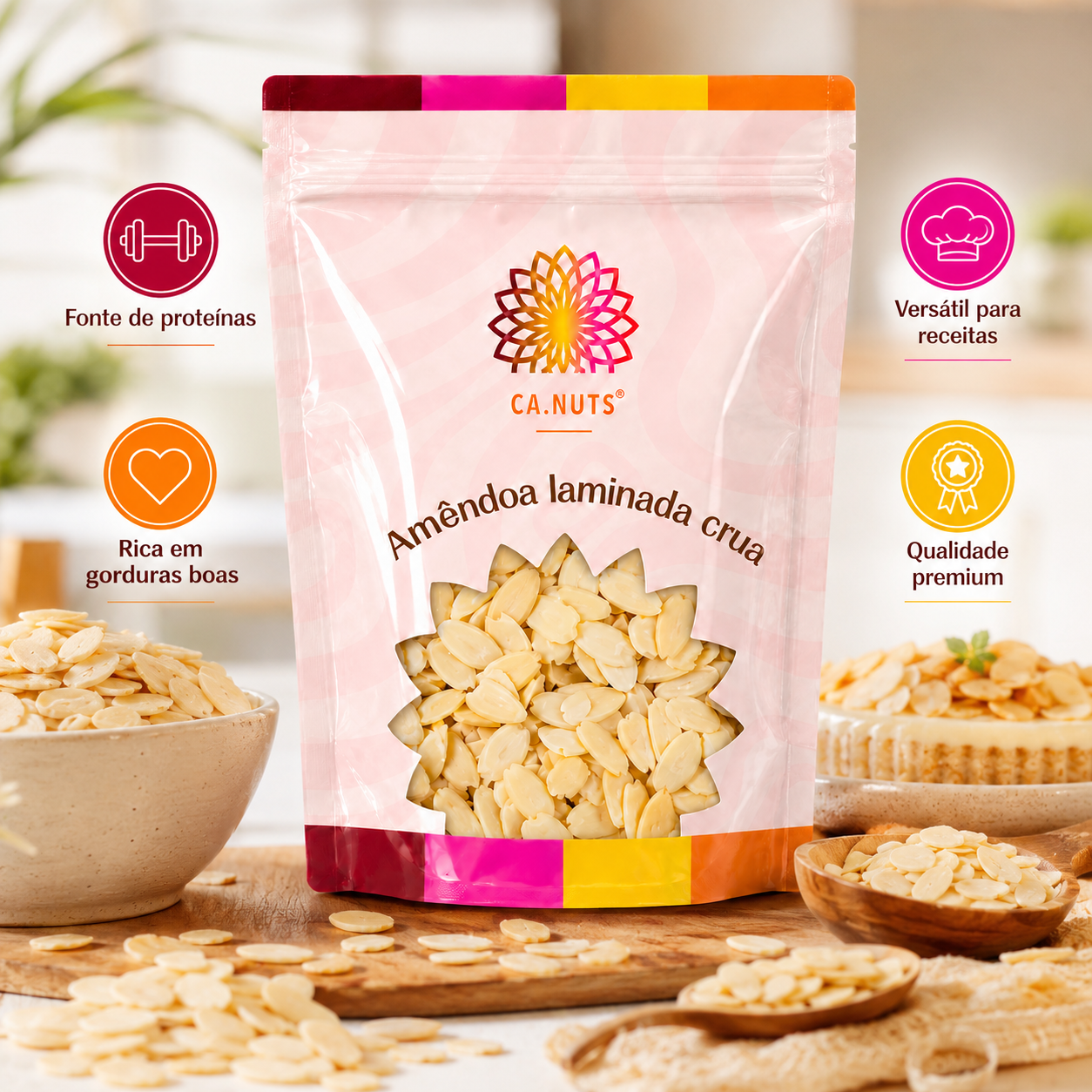 Amêndoa Laminada Crua - Premium Imp. Ca.Nuts