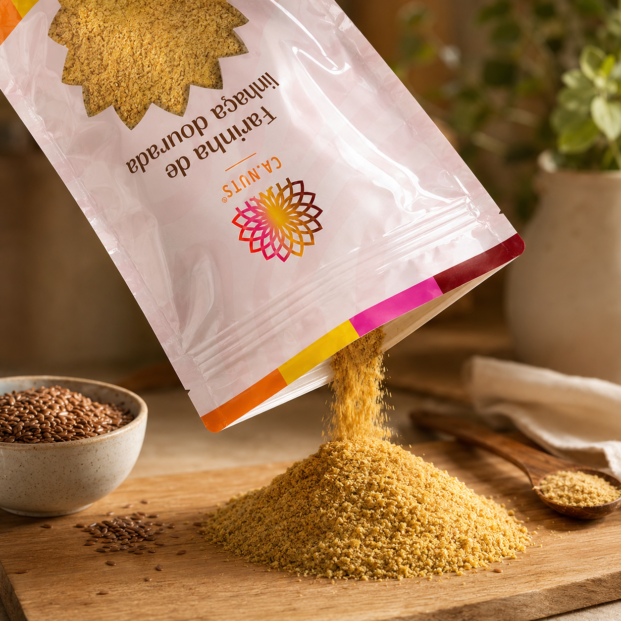 Farinha de Linhaça Dourada Crua Ca.Nuts Rico em Fibras