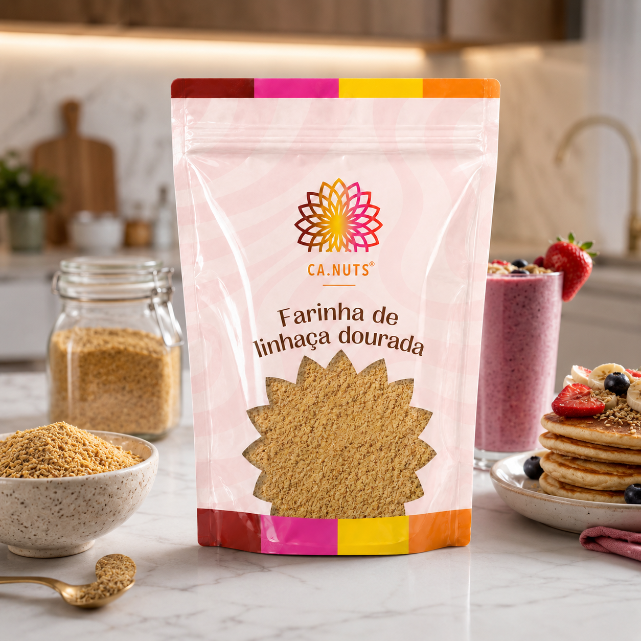 Farinha de Linhaça Dourada Crua Ca.Nuts Rico em Fibras