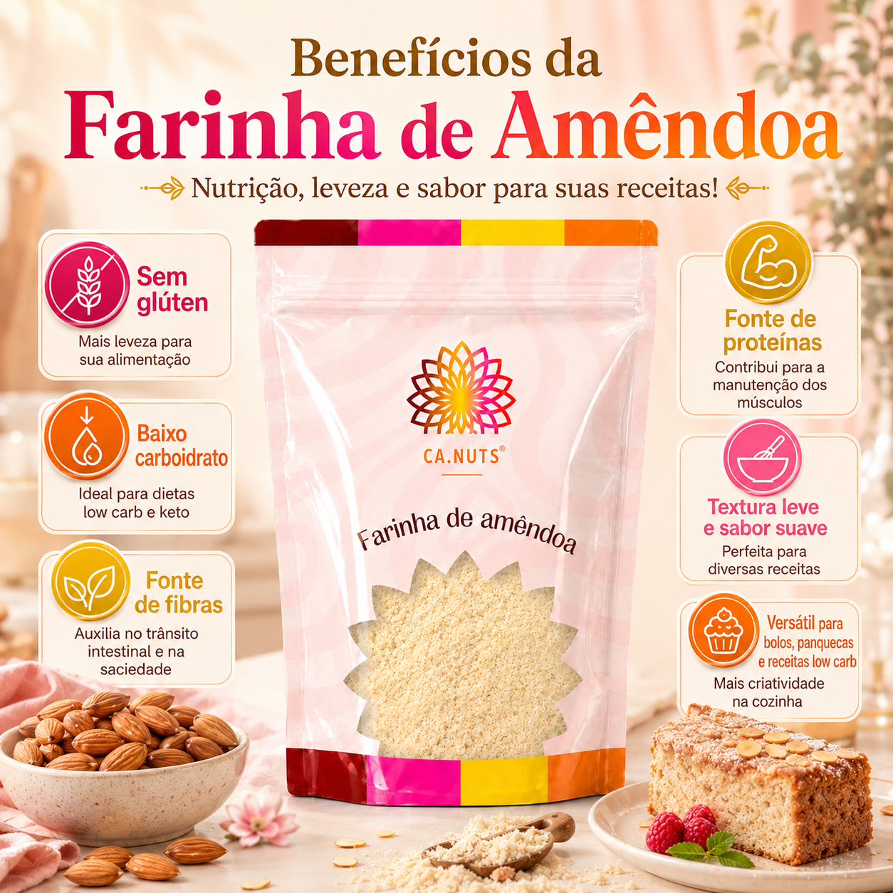 Farinha de Amêndoa premium pura