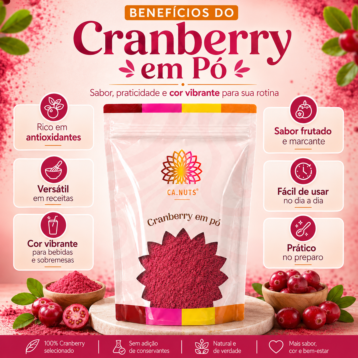 Cranberry em pó Frutas secas desidratadas - Ca.Nuts