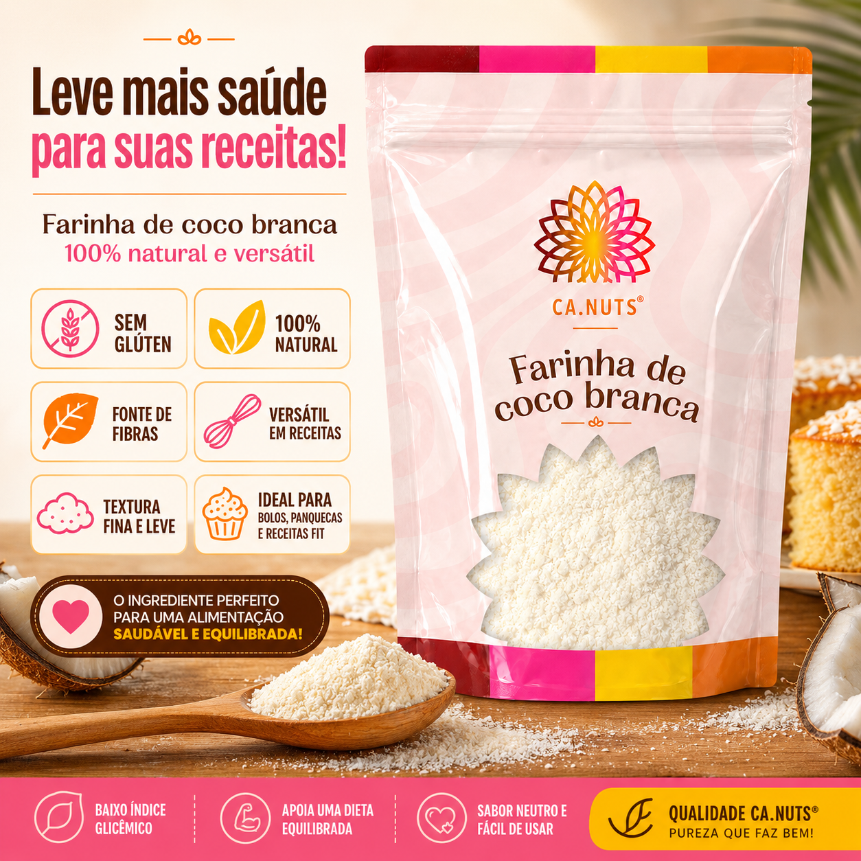 Farinha de Coco Branca Premium Ca.Nuts Coconut
