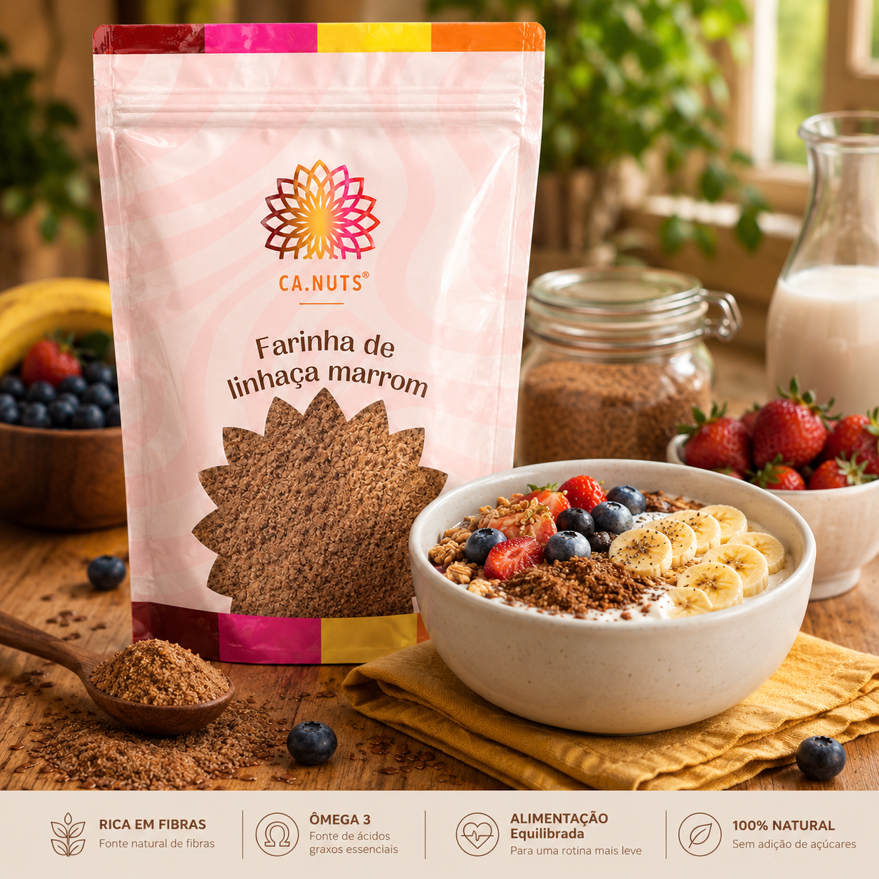 Farinha de linhaça marrom premium