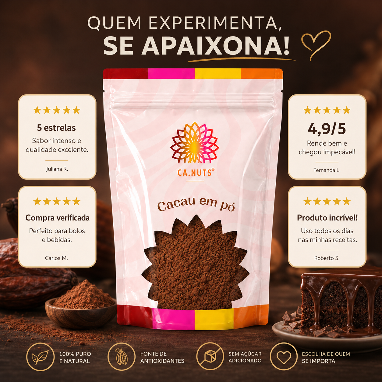 Cacau em pó premium puro natural | Ca.Nuts