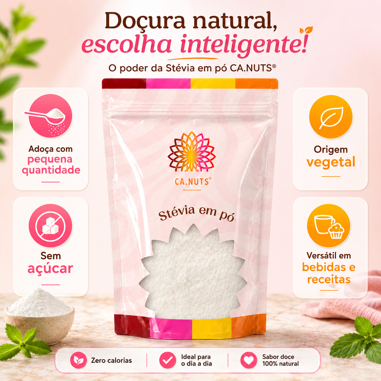 Stévia em Pó Premium Ca.Nuts | Linha especial de Adoçantes Naturais