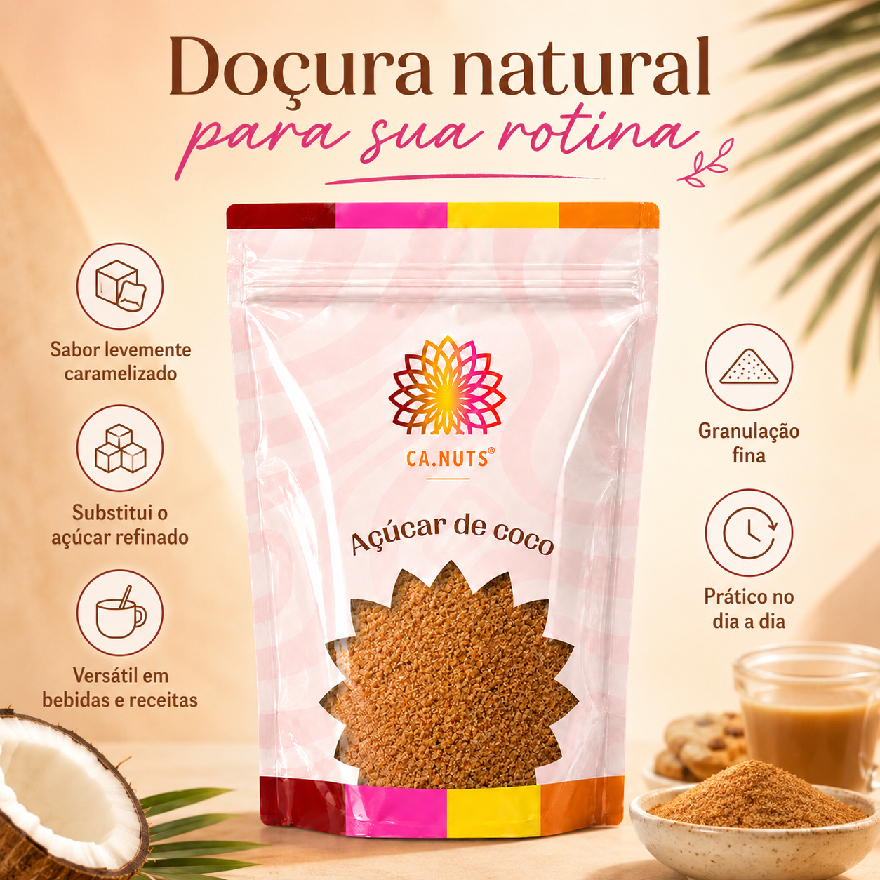Açúcar de coco Premium puro