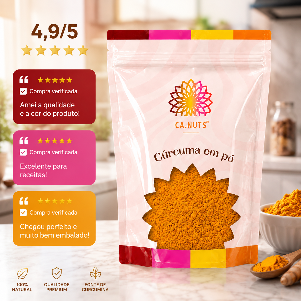 Cúrcuma em Pó Pura Ca.Nuts (Açafrão da terra)