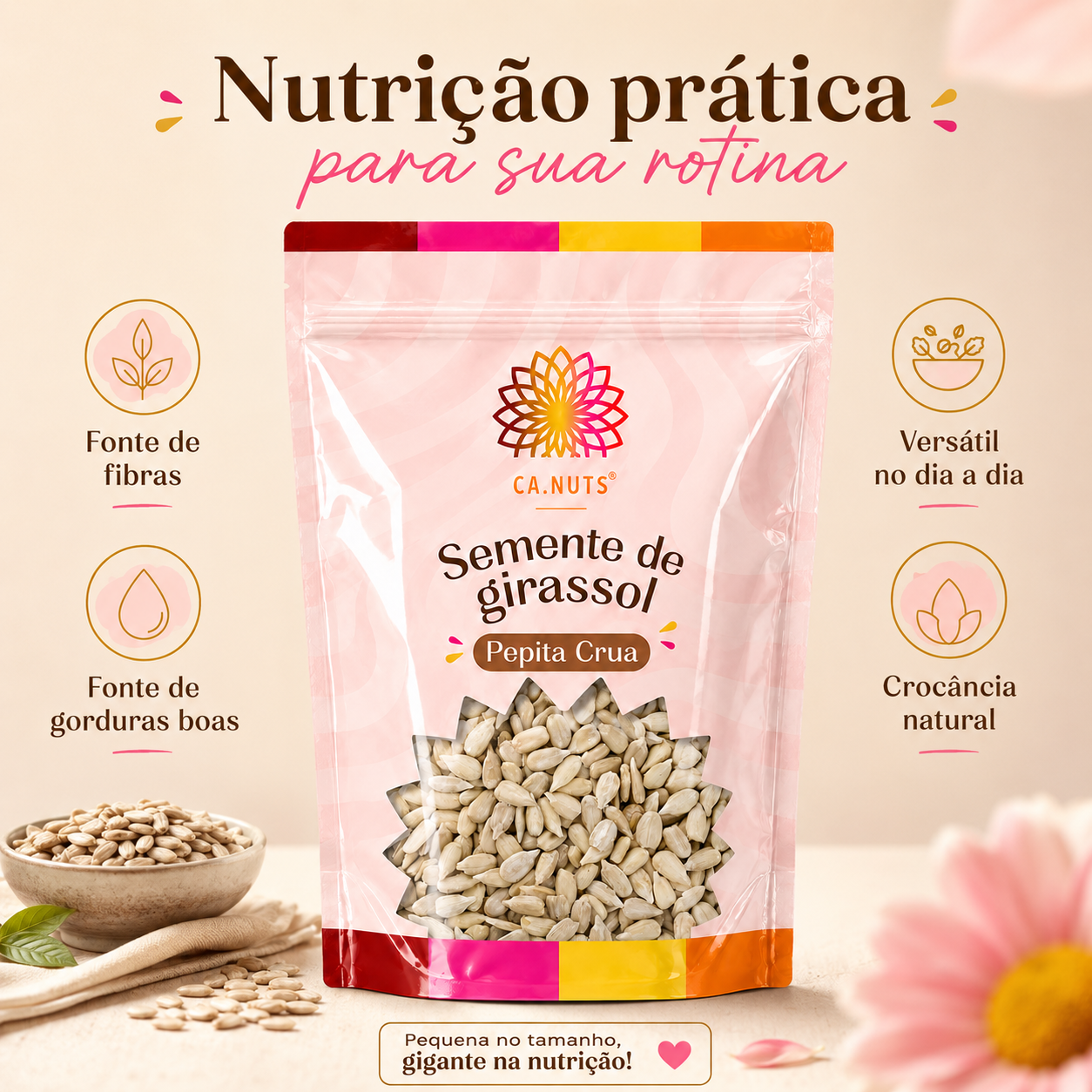 Semente de Girassol Pepita Crua Ca.Nuts Premium | Marca Ca.Nuts