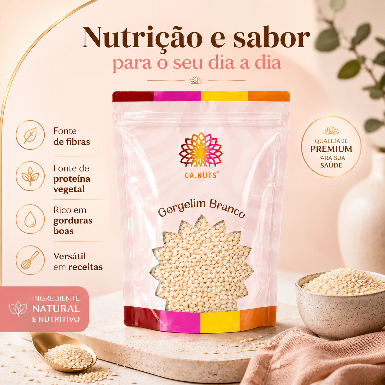 Gergelim Branco Despeliculado Premium Ca.Nuts