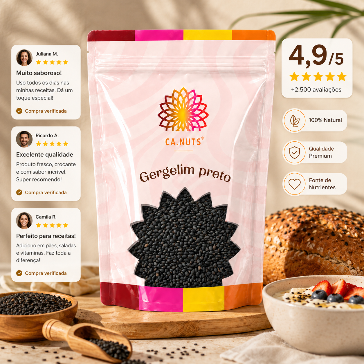 Gergelim Preto Semente Premium Ca.Nuts