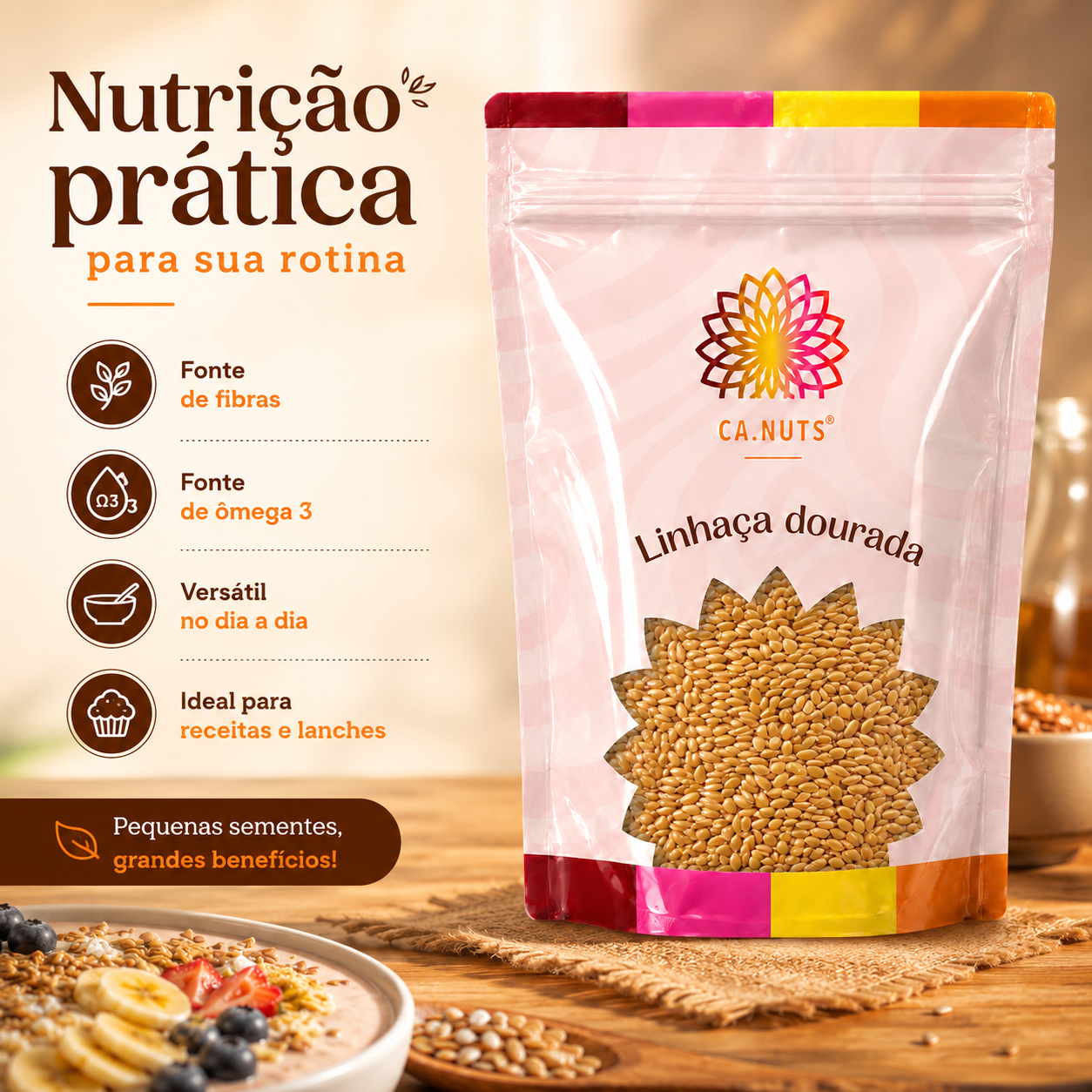 Semente de Linhaça Dourada Premium
