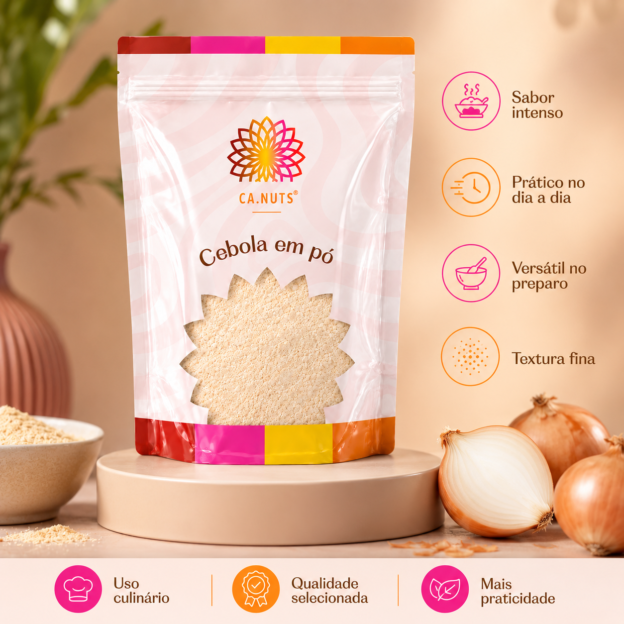Cebola em Pó Premium Ca.Nuts | Linha de Especiárias Premium