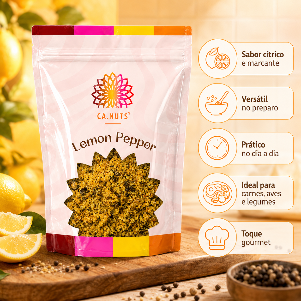 Lemon Pepper Premium Ca.Nuts | Linha especial Ca.Nuts