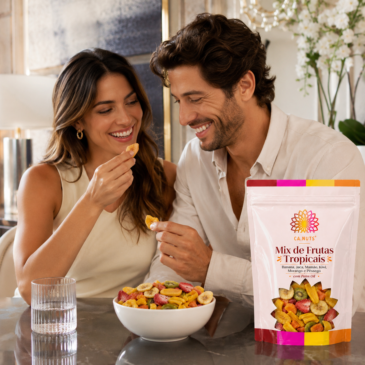 Mix de Frutas Tropicais Desidratadas (Banana, Jaca, Mamão, Kiwi, Morango, Pessego, Palm oil)