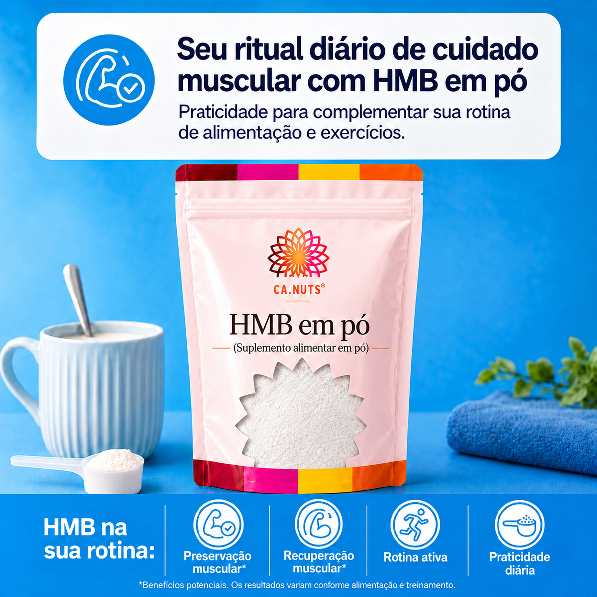 HMB em Pó CA.NUTS – Suplemento para Massa Muscular e Recuperação
