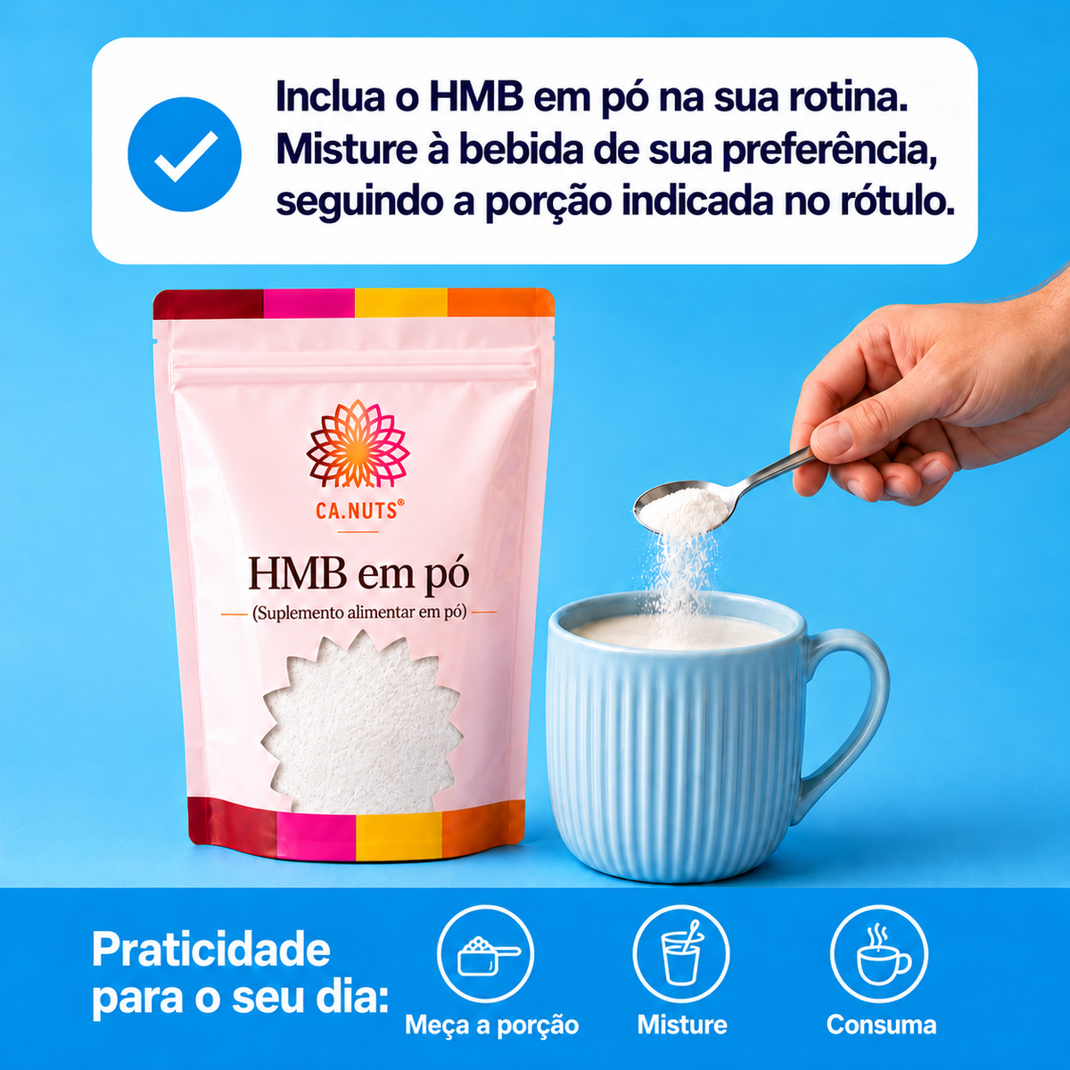 HMB em Pó CA.NUTS – Suplemento para Massa Muscular e Recuperação