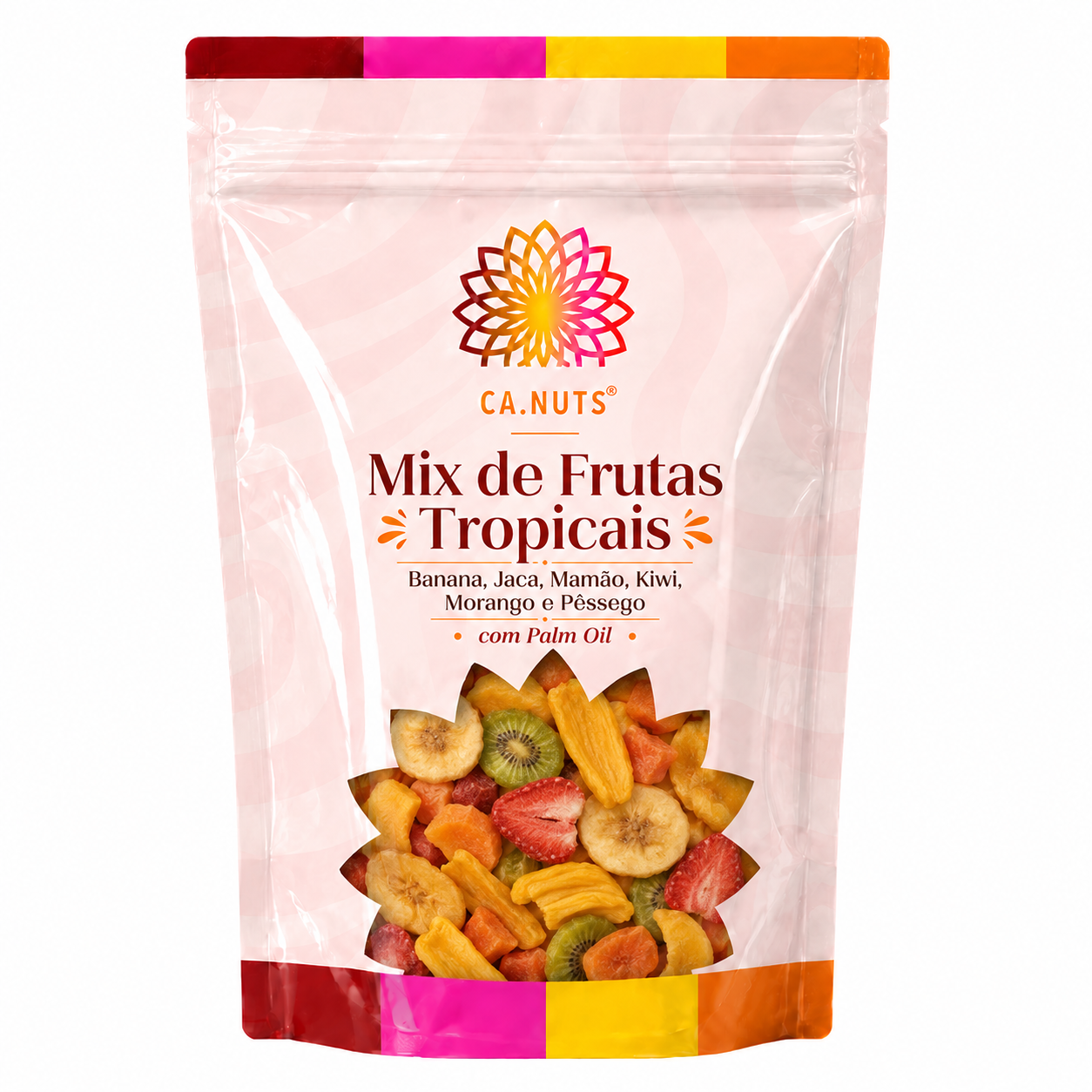 Mix de Frutas Tropicais Desidratadas (Banana, Jaca, Mamão, Kiwi, Morango, Pessego, Palm oil)